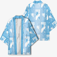 Bula Fiji Kimono Blue Makare Masi Tapa Pattern