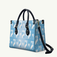 Bula Fiji Leather Bag Blue Makare Masi Tapa Pattern