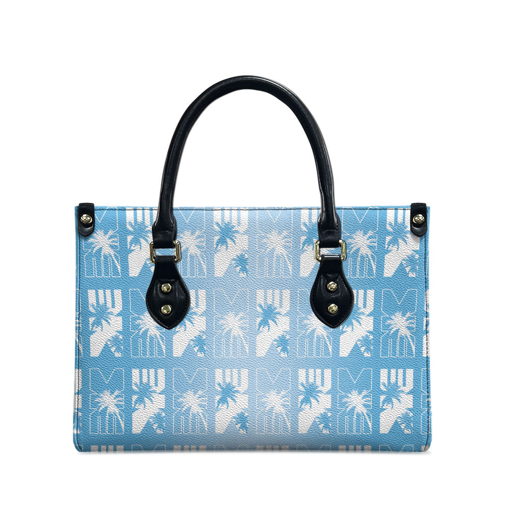 Bula Fiji Leather Bag Blue Makare Masi Tapa Pattern