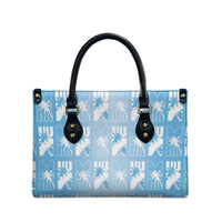 Bula Fiji Leather Bag Blue Makare Masi Tapa Pattern