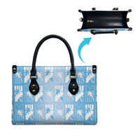Bula Fiji Leather Bag Blue Makare Masi Tapa Pattern