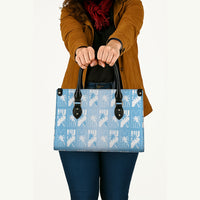 Bula Fiji Leather Bag Blue Makare Masi Tapa Pattern
