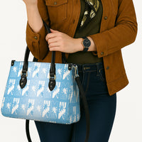 Bula Fiji Leather Bag Blue Makare Masi Tapa Pattern
