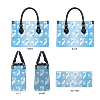 Bula Fiji Leather Bag Blue Makare Masi Tapa Pattern