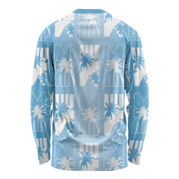Bula Fiji Long Sleeve Shirt Blue Makare Masi Tapa Pattern