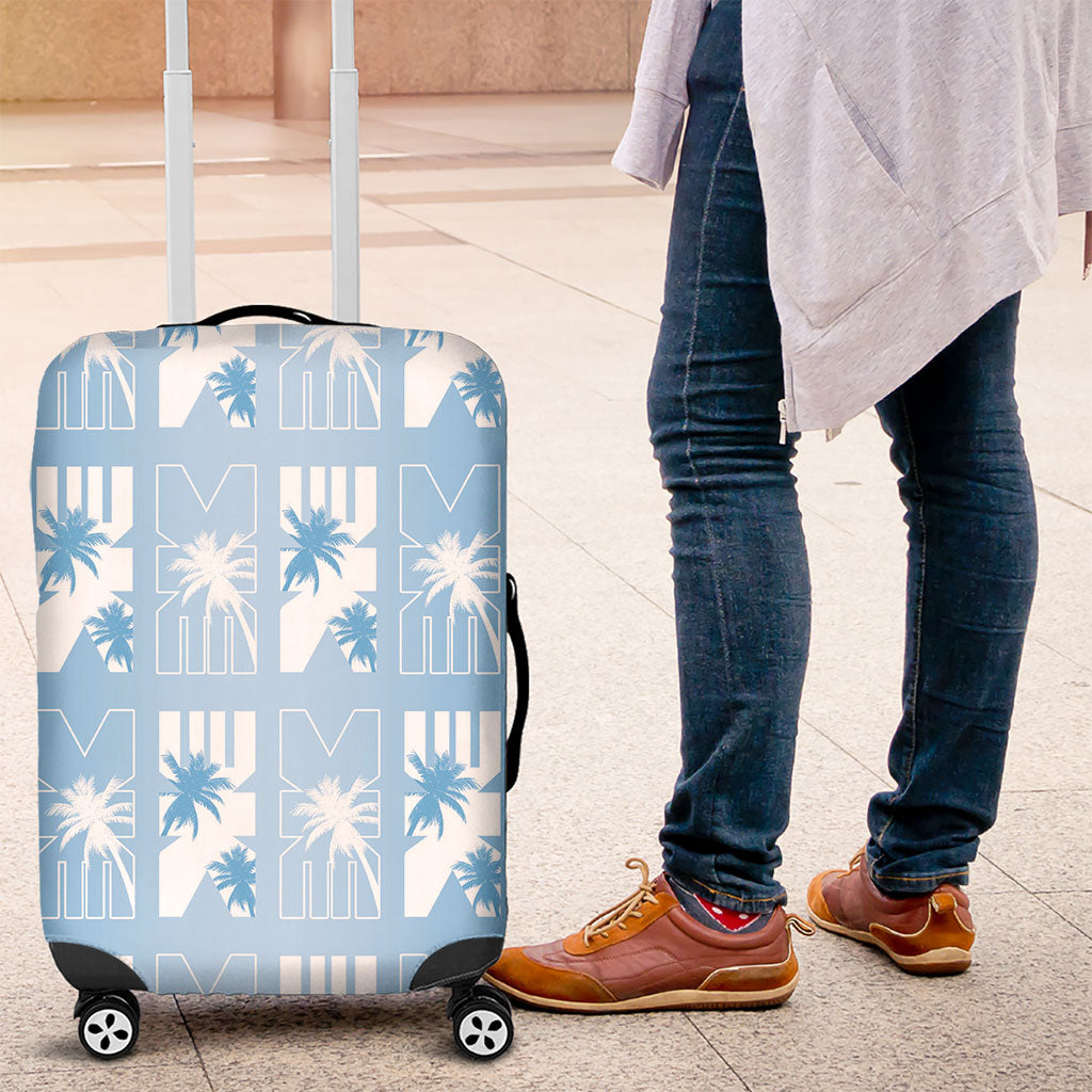 Bula Fiji Luggage Cover Blue Makare Masi Tapa Pattern