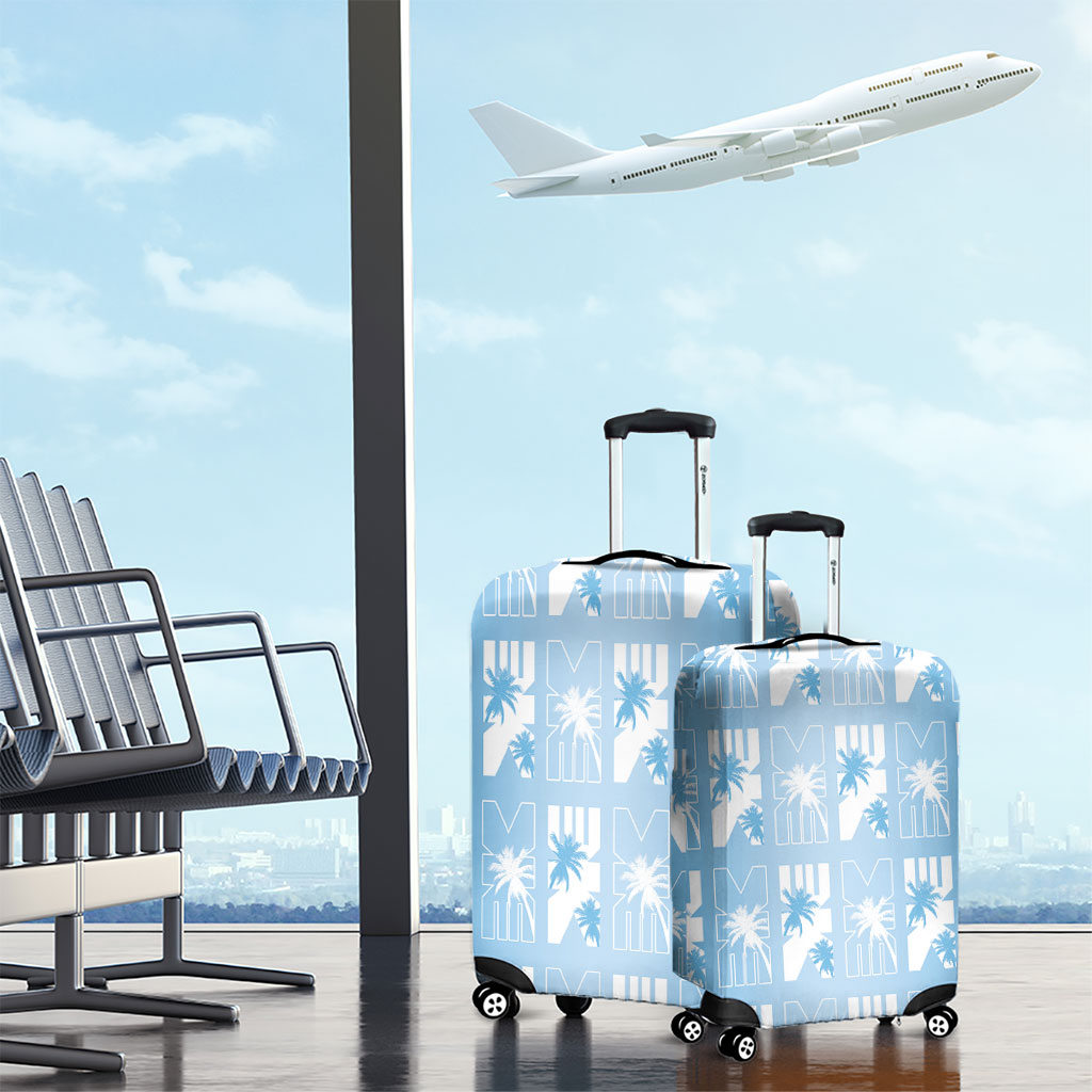 Bula Fiji Luggage Cover Blue Makare Masi Tapa Pattern