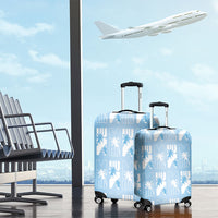 Bula Fiji Luggage Cover Blue Makare Masi Tapa Pattern