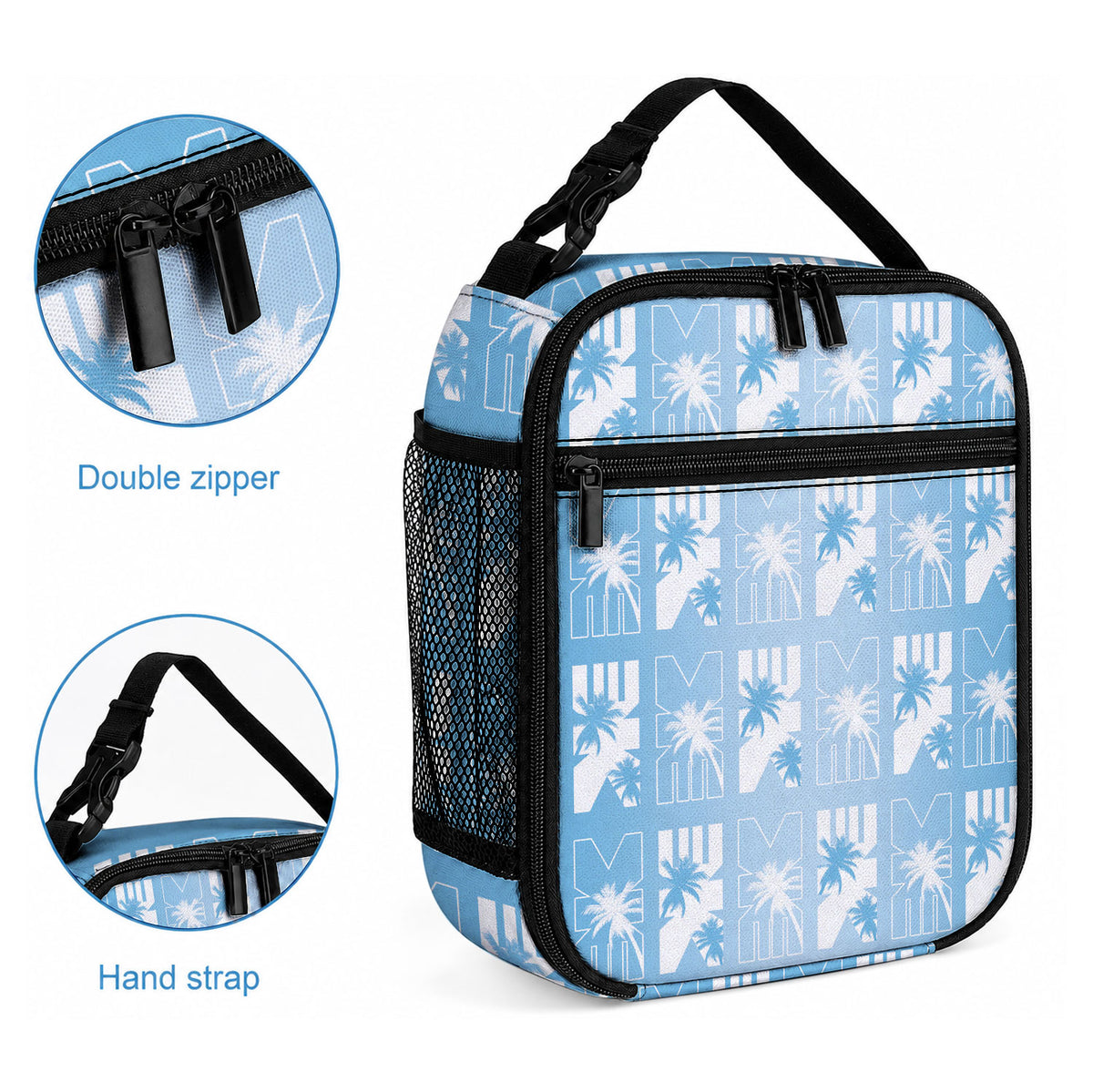 Bula Fiji Lunch Bag Blue Makare Masi Tapa Pattern