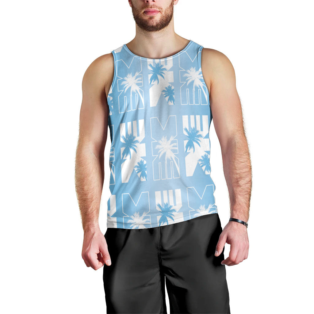Bula Fiji Men Tank Top Blue Makare Masi Tapa Pattern