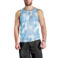 Bula Fiji Men Tank Top Blue Makare Masi Tapa Pattern
