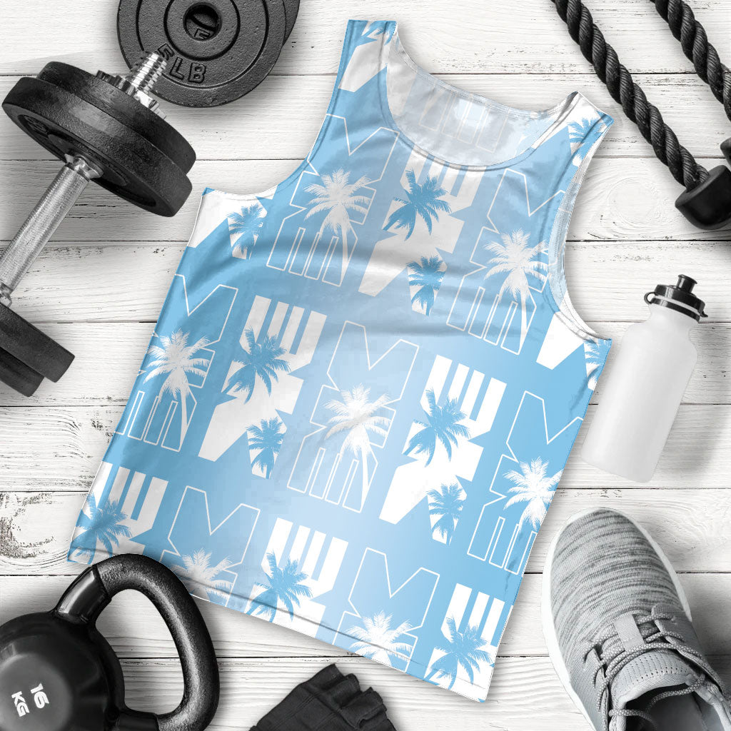 Bula Fiji Men Tank Top Blue Makare Masi Tapa Pattern