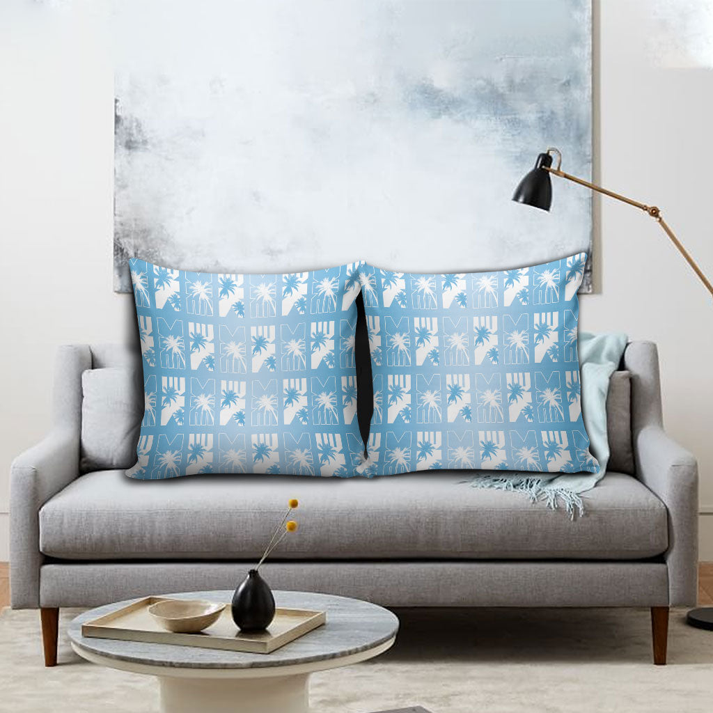 Bula Fiji Pillow Cover Blue Makare Masi Tapa Pattern