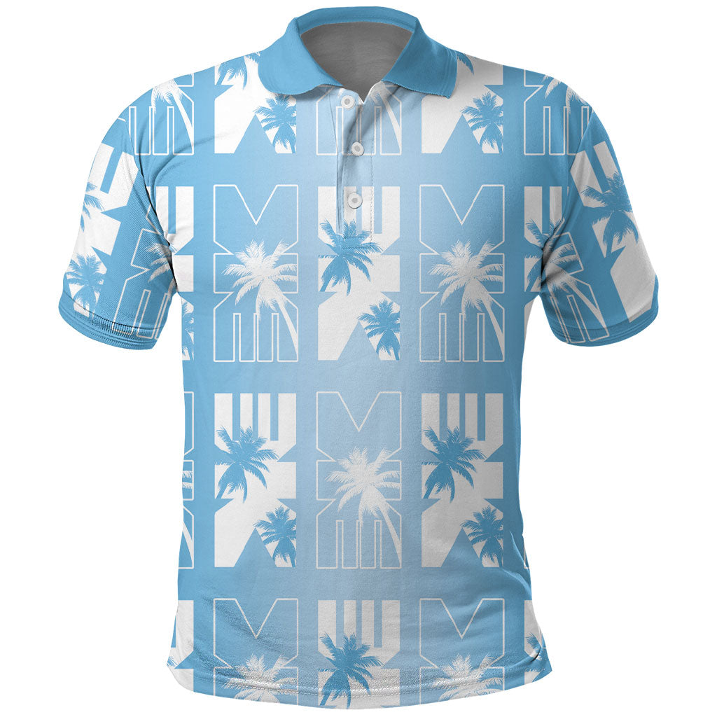 Bula Fiji Polo Shirt Blue Makare Masi Tapa Pattern