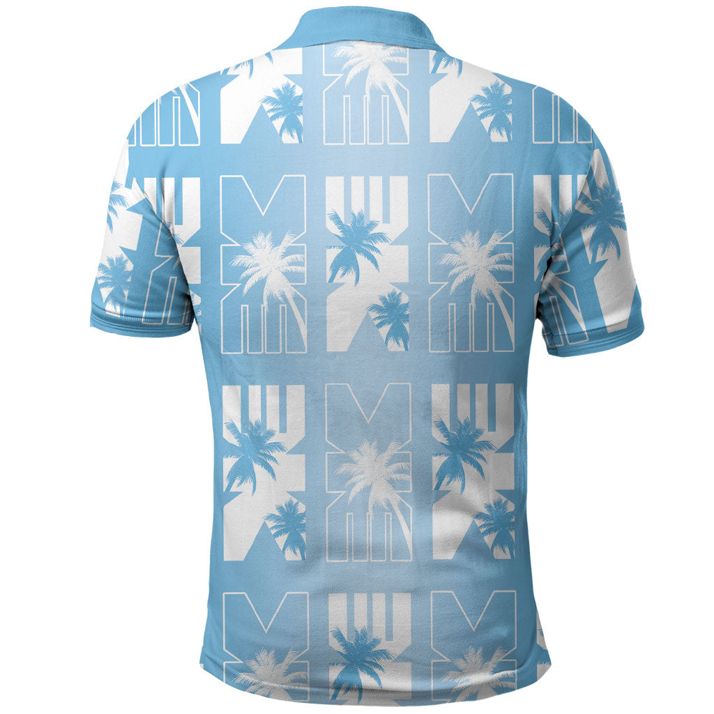 Bula Fiji Polo Shirt Blue Makare Masi Tapa Pattern