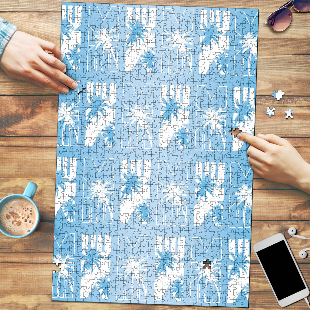 Bula Fiji Puzzle Blue Makare Masi Tapa Pattern