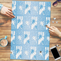 Bula Fiji Puzzle Blue Makare Masi Tapa Pattern
