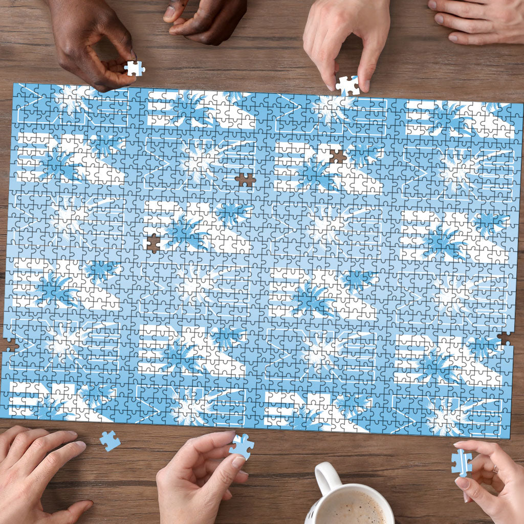 Bula Fiji Puzzle Blue Makare Masi Tapa Pattern