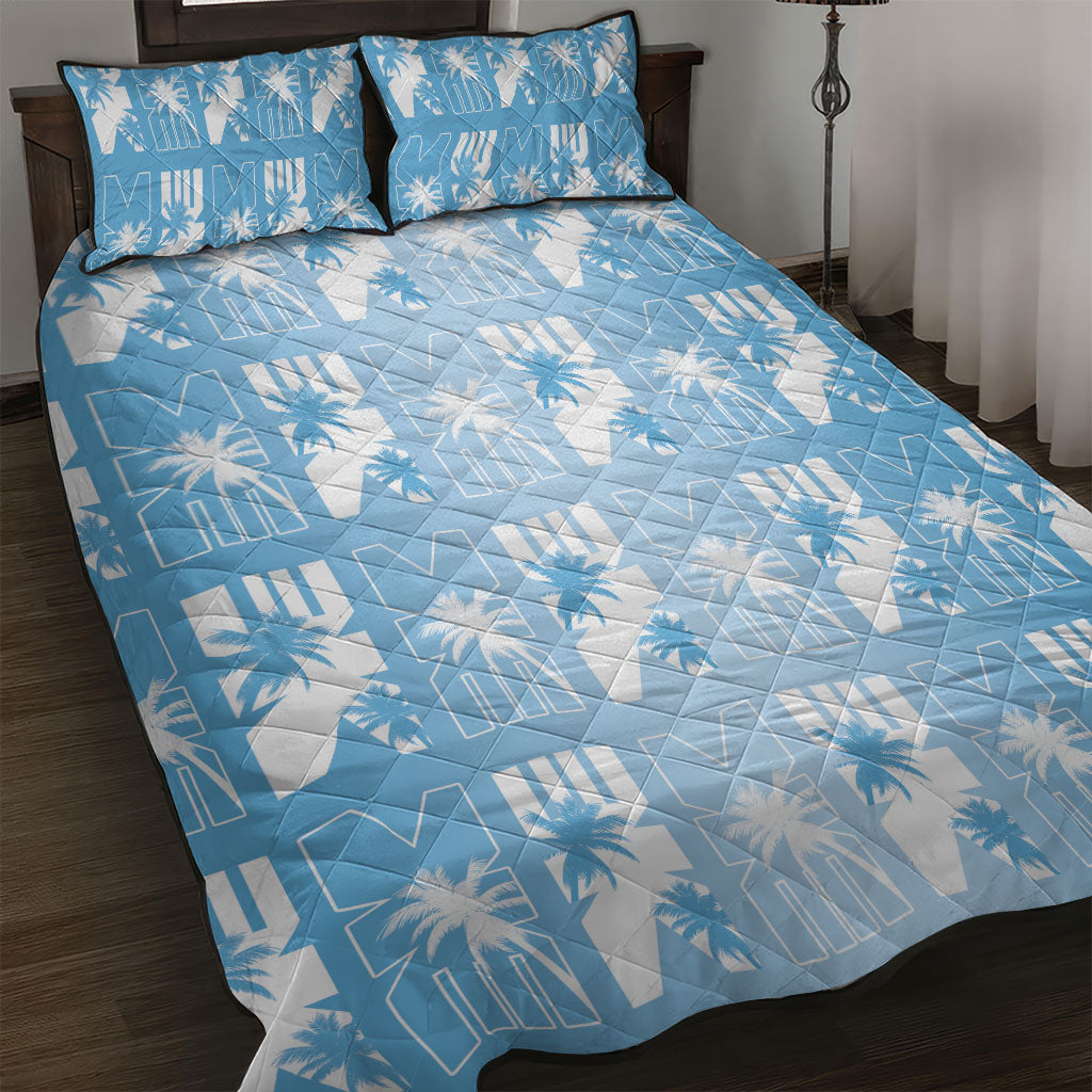 Bula Fiji Quilt Bed Set Blue Makare Masi Tapa Pattern