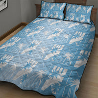 Bula Fiji Quilt Bed Set Blue Makare Masi Tapa Pattern