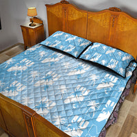 Bula Fiji Quilt Bed Set Blue Makare Masi Tapa Pattern