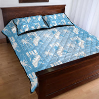 Bula Fiji Quilt Bed Set Blue Makare Masi Tapa Pattern