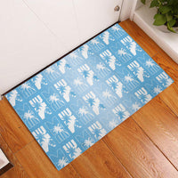Bula Fiji Rubber Doormat Blue Makare Masi Tapa Pattern