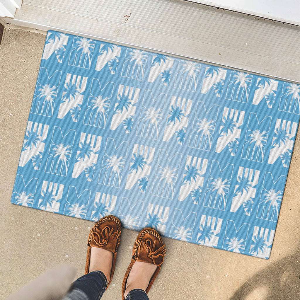 Bula Fiji Rubber Doormat Blue Makare Masi Tapa Pattern