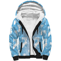 Bula Fiji Sherpa Hoodie Blue Makare Masi Tapa Pattern