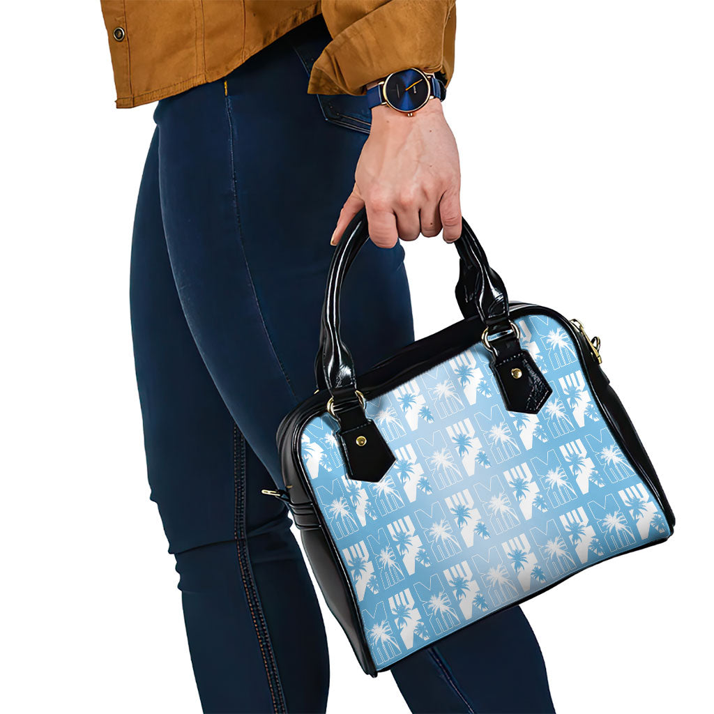 Bula Fiji Shoulder Handbag Blue Makare Masi Tapa Pattern
