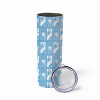 Bula Fiji Skinny Tumbler Blue Makare Masi Tapa Pattern