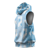Bula Fiji Sleeveless Hoodie Blue Makare Masi Tapa Pattern