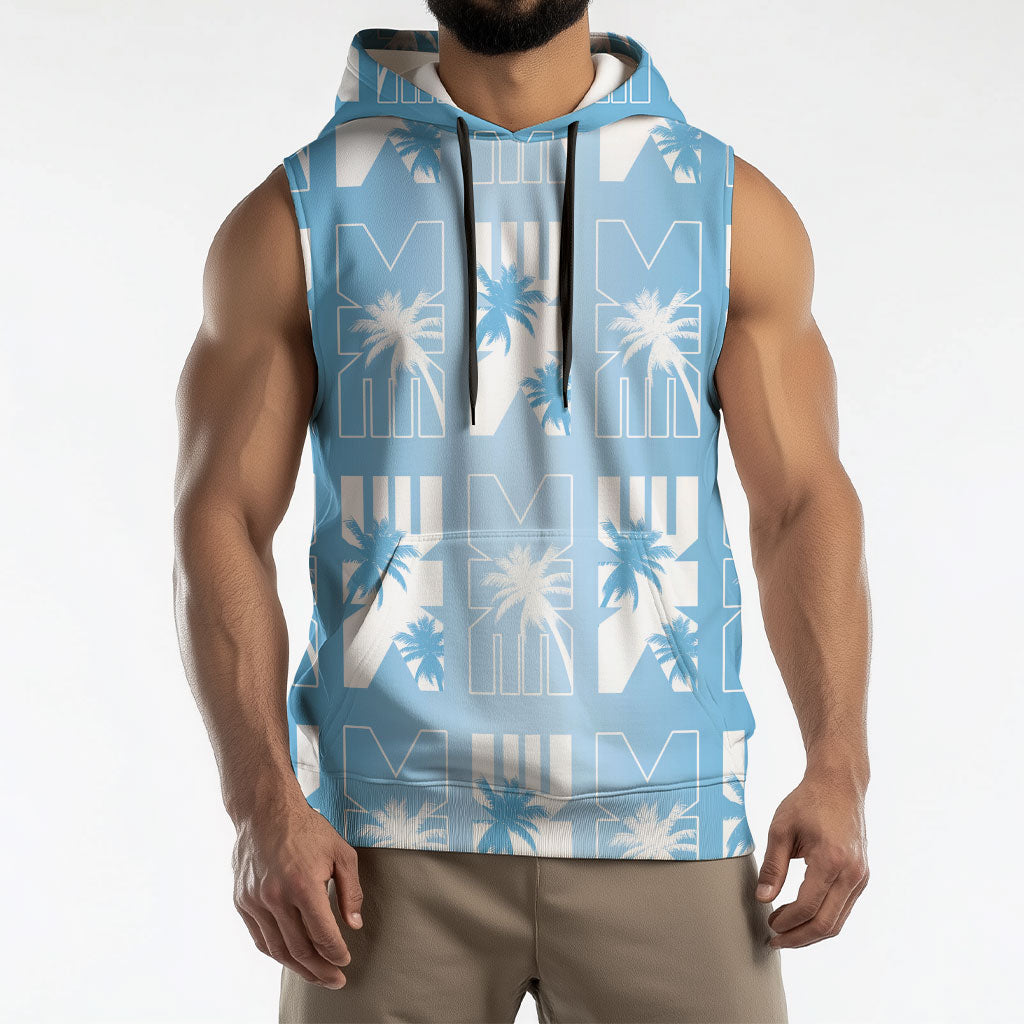 Bula Fiji Sleeveless Hoodie Blue Makare Masi Tapa Pattern