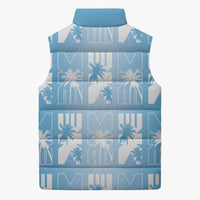 Bula Fiji Sleeveless Puffer Jacket Blue Makare Masi Tapa Pattern