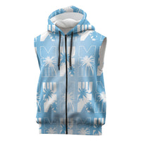 Bula Fiji Sleeveless Zip Hoodie Blue Makare Masi Tapa Pattern
