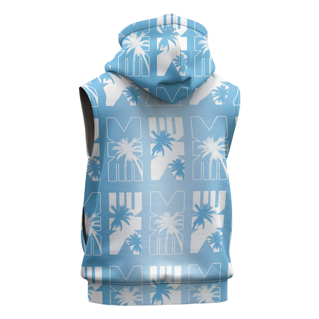 Bula Fiji Sleeveless Zip Hoodie Blue Makare Masi Tapa Pattern