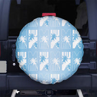 Bula Fiji Spare Tire Cover Blue Makare Masi Tapa Pattern