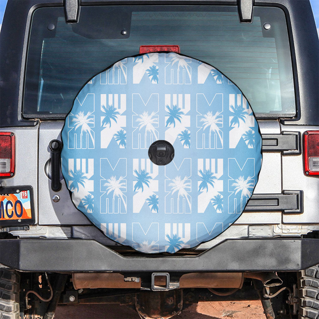 Bula Fiji Spare Tire Cover Blue Makare Masi Tapa Pattern
