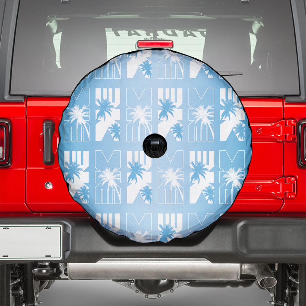Bula Fiji Spare Tire Cover Blue Makare Masi Tapa Pattern