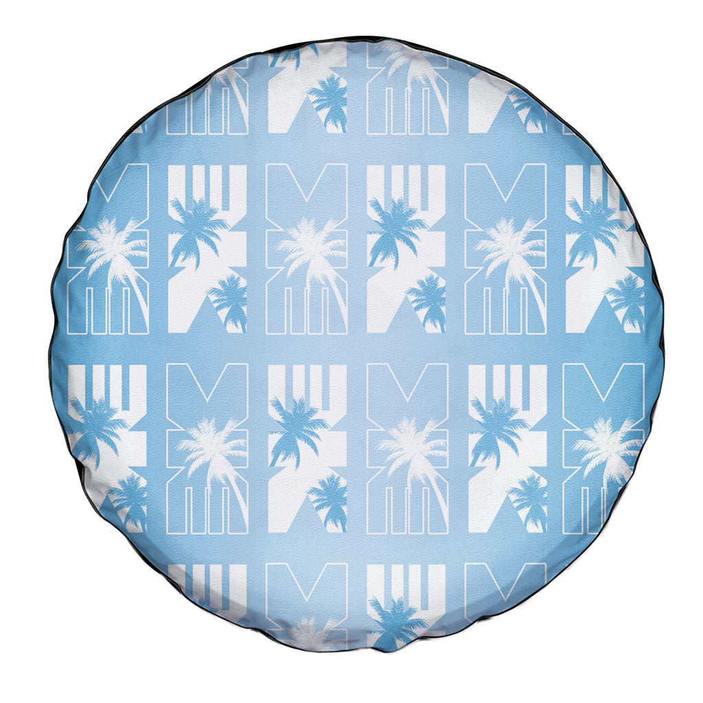 Bula Fiji Spare Tire Cover Blue Makare Masi Tapa Pattern