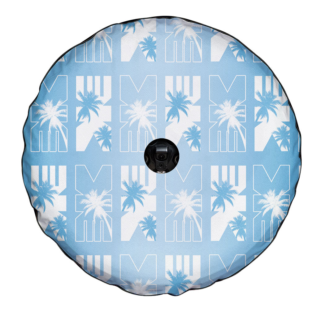 Bula Fiji Spare Tire Cover Blue Makare Masi Tapa Pattern