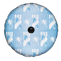 Bula Fiji Spare Tire Cover Blue Makare Masi Tapa Pattern