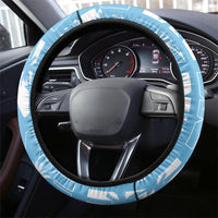 Bula Fiji Steering Wheel Cover Blue Makare Masi Tapa Pattern