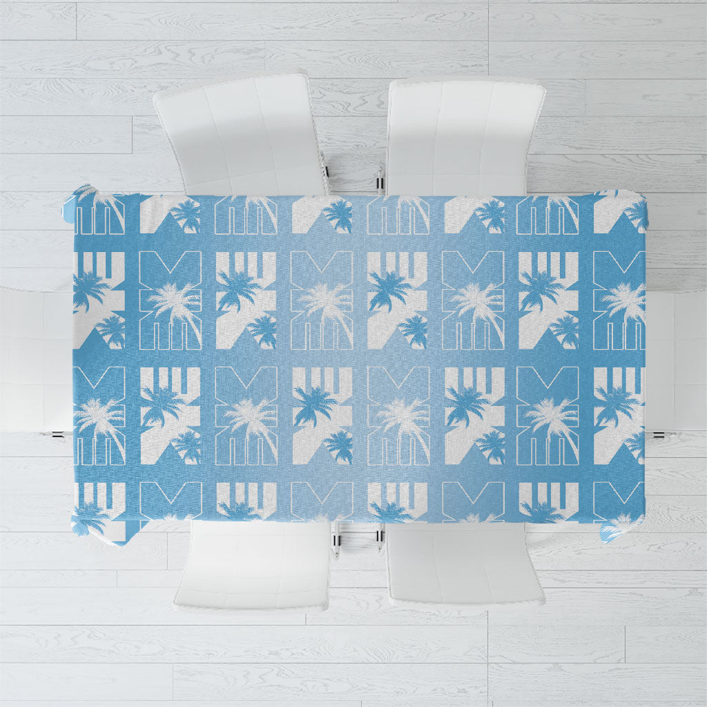Bula Fiji Tablecloth Blue Makare Masi Tapa Pattern