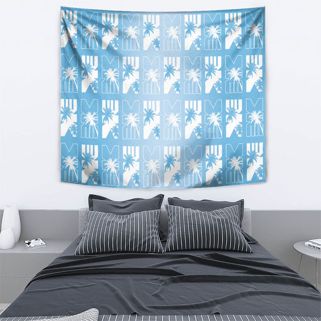 Bula Fiji Tapestry Blue Makare Masi Tapa Pattern
