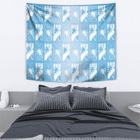 Bula Fiji Tapestry Blue Makare Masi Tapa Pattern