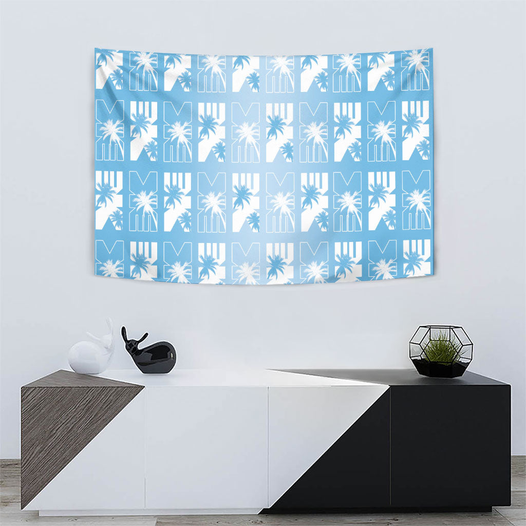 Bula Fiji Tapestry Blue Makare Masi Tapa Pattern