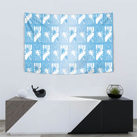 Bula Fiji Tapestry Blue Makare Masi Tapa Pattern