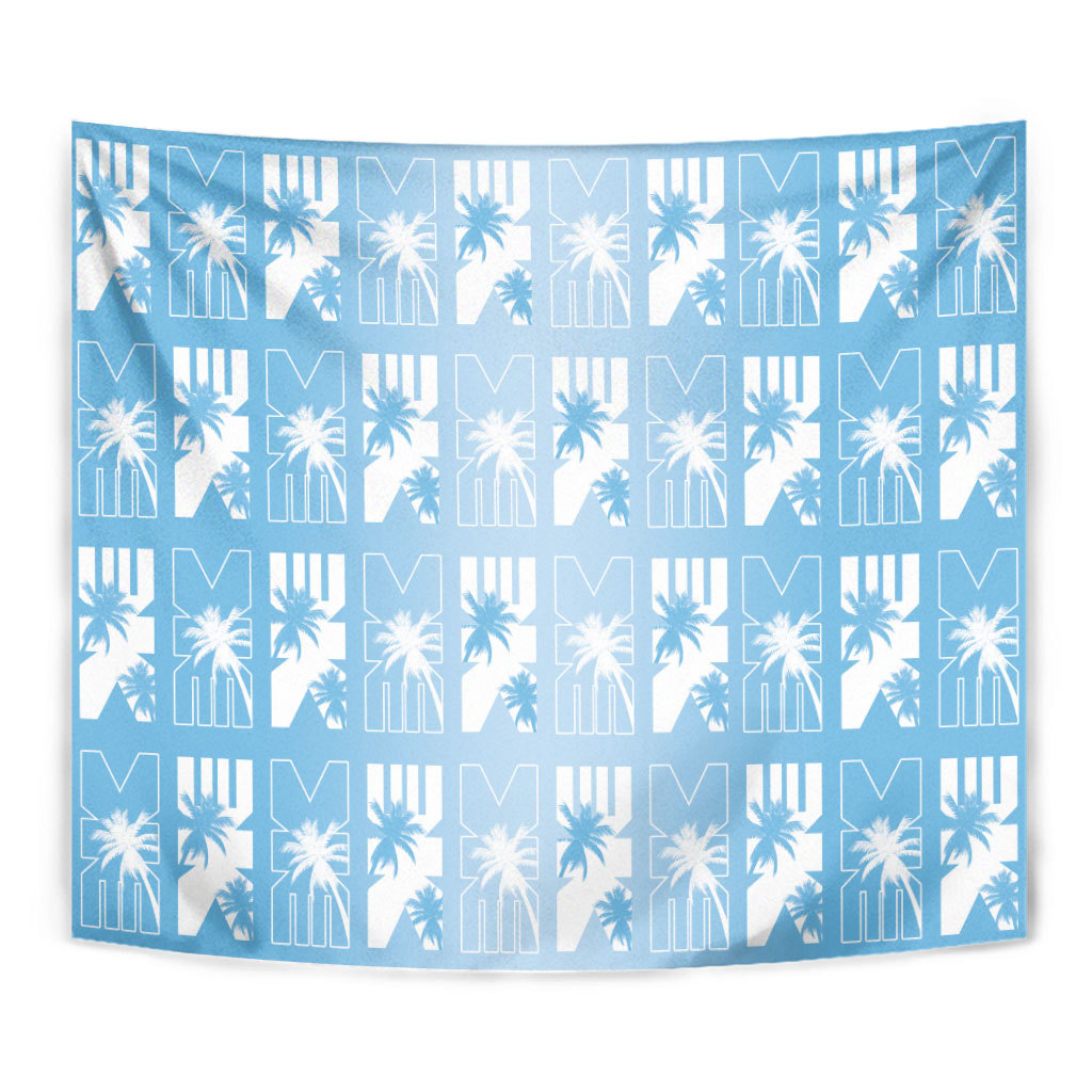 Bula Fiji Tapestry Blue Makare Masi Tapa Pattern