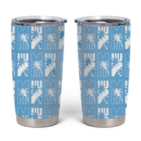 Bula Fiji Tumbler Cup Blue Makare Masi Tapa Pattern